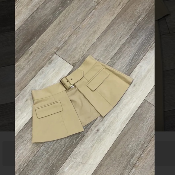 NY&C Natural Khaki Belted Cotton Blend Pencil Skirt - Picture 2 of 3